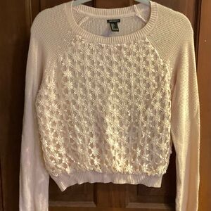 Forever 21  light Pink Crew Neck Sweater with Textured Design